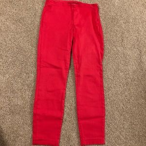 Bright red ankle pants